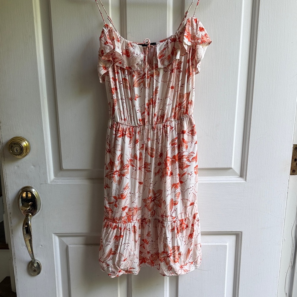 J. Crew Cream Mini Dress with Orange Floral Print